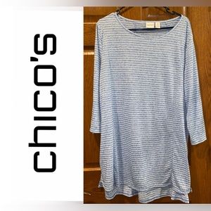 Chico’s Zenergy Size 4 Alyssa Heather Striped Tunic
